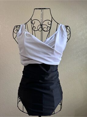 Black-and-white one-piece swimsuit
